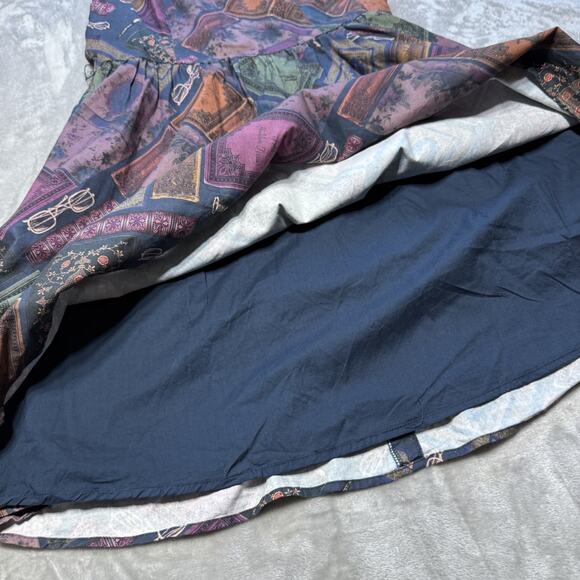 ModCloth Dress Womens L Geometric Cotton Back Zip Fit n Flare Lined - Picture 6 of 12